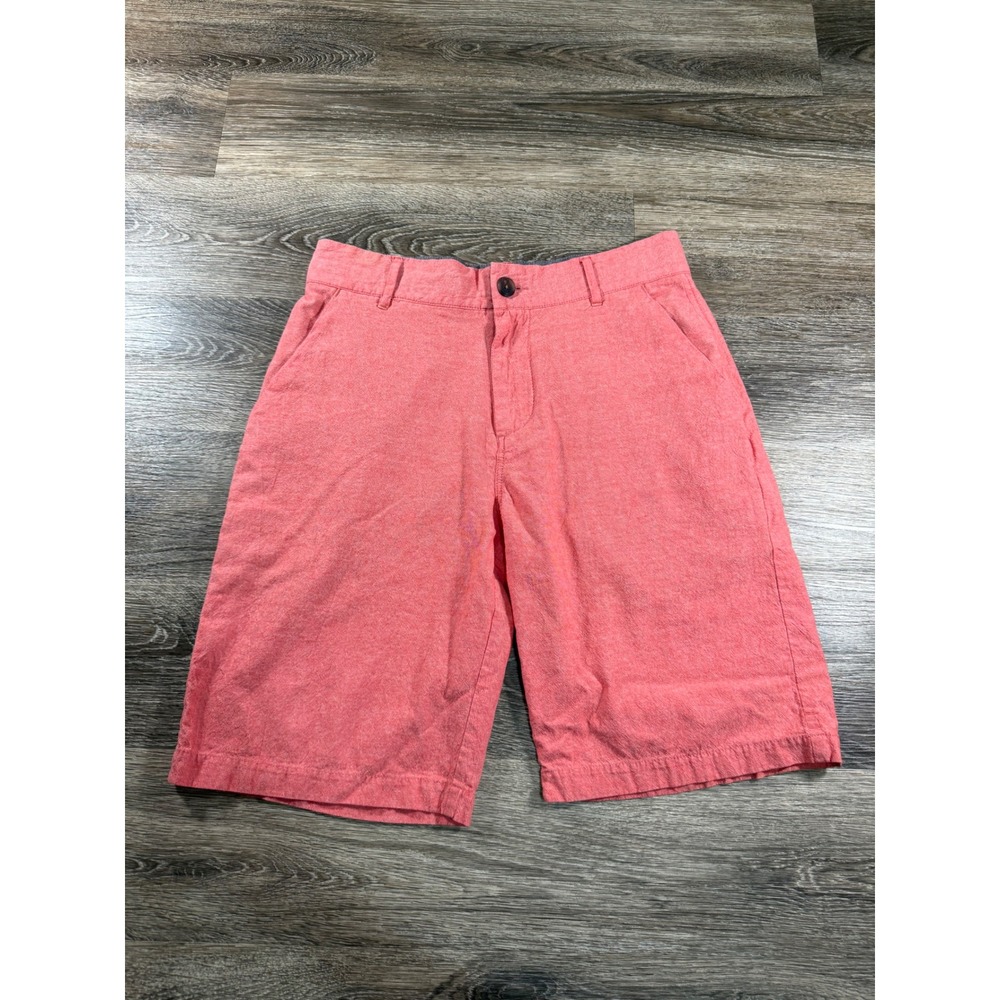 WRK Materials Co Mens Coral Salmon Cotton Flat Front Shorts Size 30